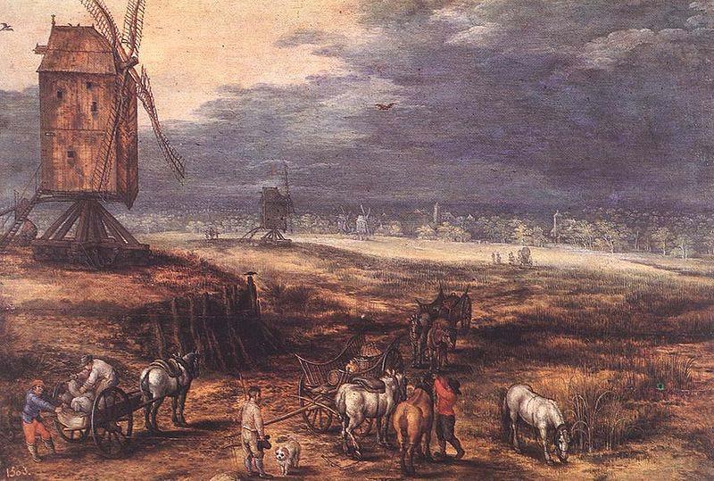 Jan Brueghel The Elder Landscape with Windmills